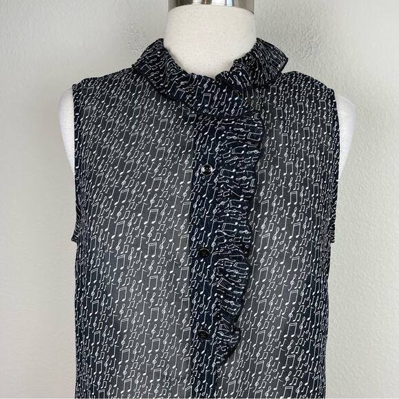 Cabi Black White Amazing with the Music Notes Sleeveless Top Small - Picture 2 of 8